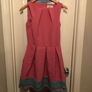 Closet London Pink Dress with Green Border - 10
